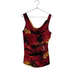 Y2k Javana's Sunset Red Tropical Tank Top